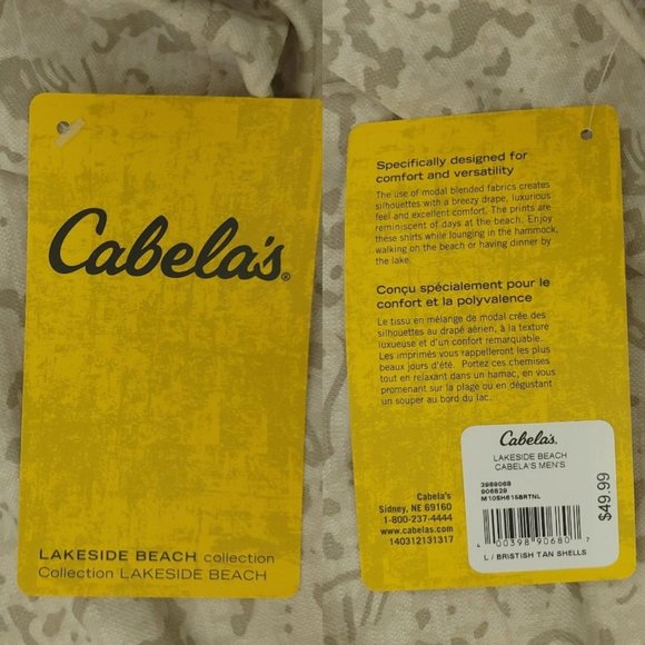 Cabelas Lakeside Beach British Tan Polo Shirt Mens L Short Sleeve 3 Button NEW - Picture 13 of 13